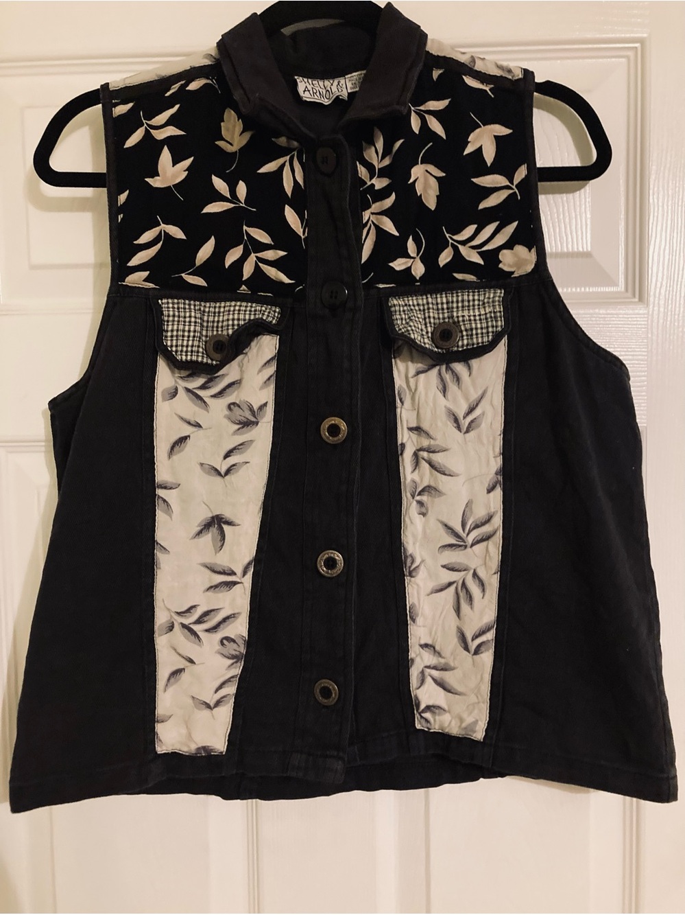 Shelly And Arnold Block Denim Sleeveless Vest
